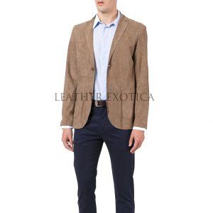 Elegant Suede Leather Men Leather Blazer Leatherexotica