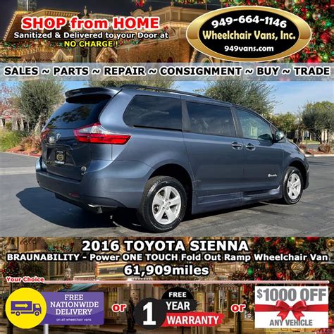 For Sale Used 2016 Toyota Sienna BraunAbility Power ONE TOUCH Fold