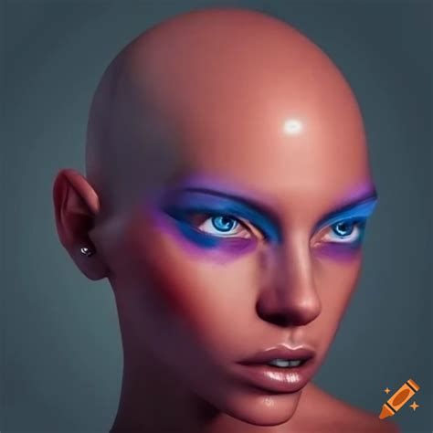 Futuristic And Glamorous Portrait With A Bald Model On Craiyon