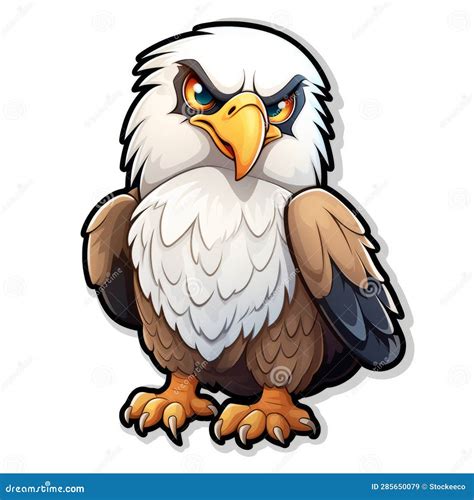 Cute Cartoon Bald Eagle Sticker Animated Vector Image Stock