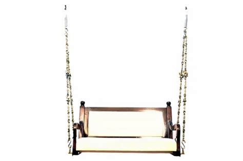 Antique Fixed Wooden Swing With Brass Image Chain From Ceiling Hanging