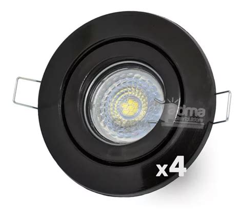 Spot Embutir Circular Negro Dicroica Led W Negra Pack X