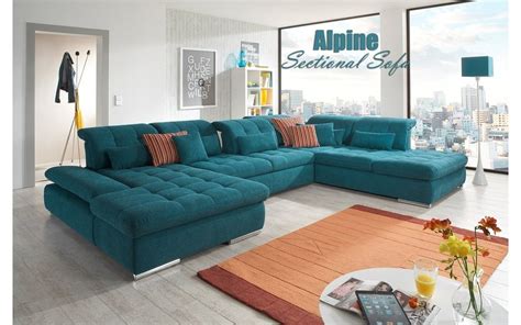 Alpine Fabric Sectional Sofa in Teal Buy Online in Store ...