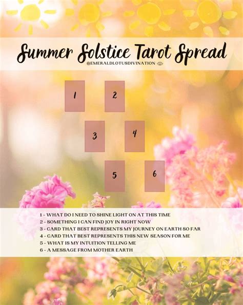 Summer Solstice Tarot Spread Emerald Lotus Tarot Spreads Tarot