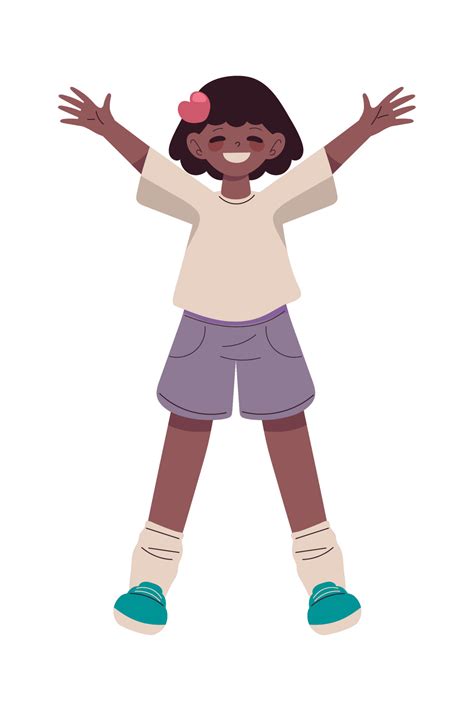 Happy Girl With Open Arms Vector Art At Vecteezy