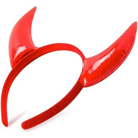 Pvc Red Devil Horns Headband Redstar Fancy Dress