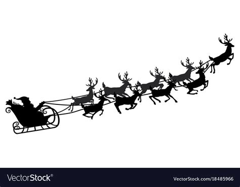 Santa Flying In A Sleigh With Reindeer Royalty Free Vector