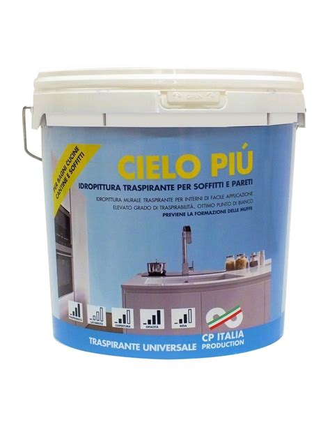 VERNICE IDROPITTURA TRASPIRANTE SEMILAVABILE CIELO PIà LT 14 BIANCO