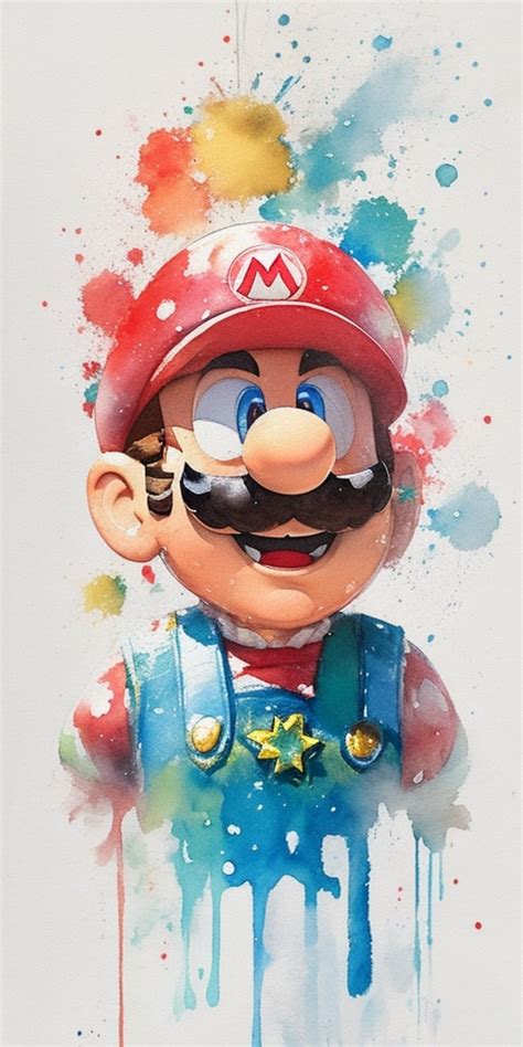 Set Of 5 Watercolor Super Mario Bros Digital Images For Printing T