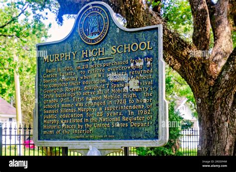 A historic marker stands in front of Murphy High School, June 29, 2023 ...