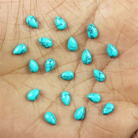 Green Turquoise Cabochons Synthetic Turquoise 4x6mm Pear Etsy