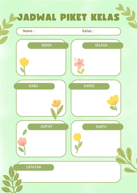 Download Template Powerpoint Ppt Jadwal Piket Kelas 100 Editable Ppt