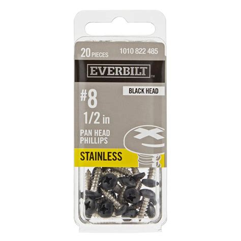 Everbilt 8 X 1 2 In Black Stainless Steel Phillips Pan Head Sheet