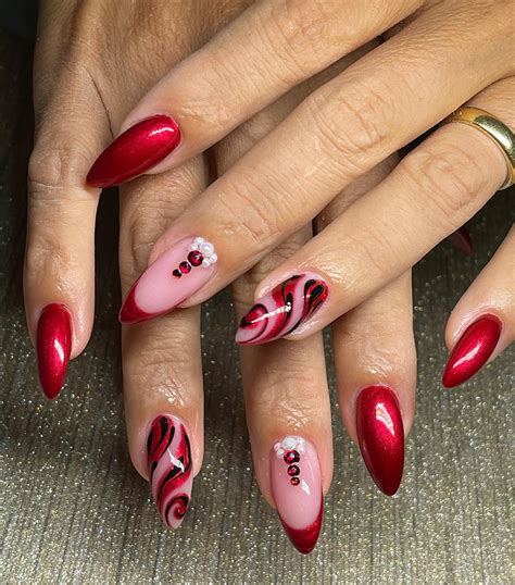 Red Almond Nail Designs Design Talk