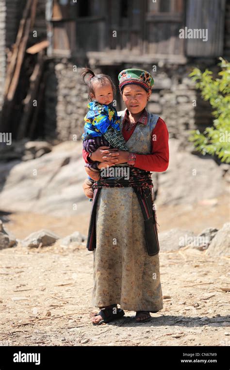 Nepali Rural Tamang Woman With Child Nepal Stock Photo Alamy