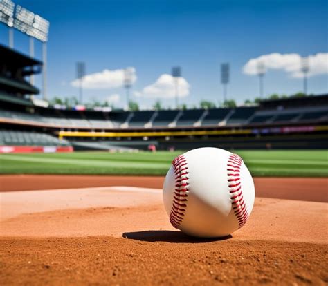 Premium Photo | Baseball ball on play field on stadium Generative AI