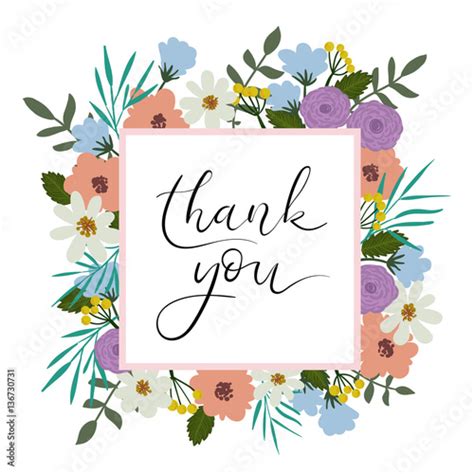 Thank You Hand Lettering Card Modern Calligraphy Vector Illustration