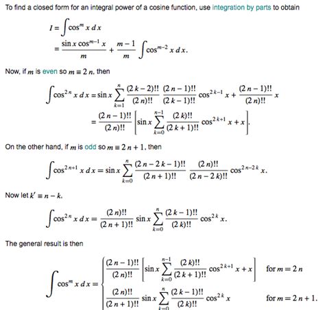 integration - Integral of cosine to integer powers - Mathematics Stack Exchange