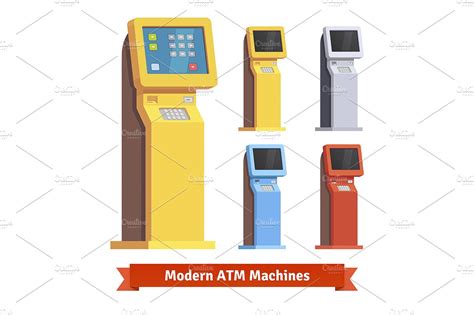 Modern Teller Atm Machine Finance Illustrations Creative Market