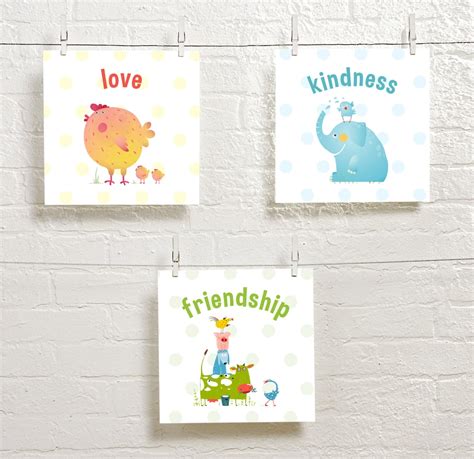 Kids Friendship Poster Teamwork Print Toddler Playroom Art Animal Printable Wall Decor ...