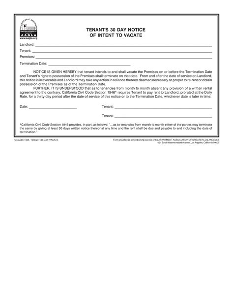 Free Printable Day Notice To Vacate For Example If The Rent Is Due