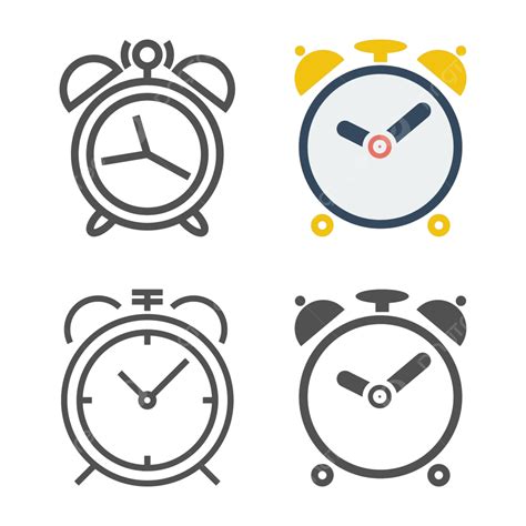 Alarm Clock Icons Set Clock Glyph Minute Vector Clock Glyph Minute