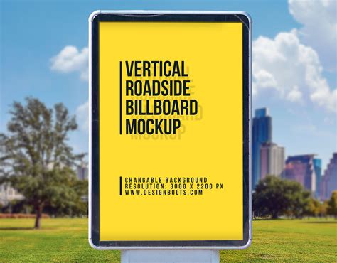 Free Outdoor Advertising Roadside Street Vertical Billboard Mockup PSD ...