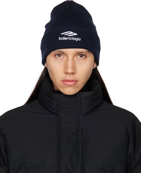 Balenciaga Navy 3B Sports Icon Beanie SSENSE