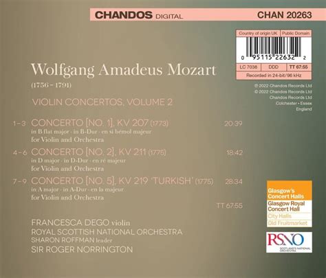 Mozart Violin Concertos Vol 2 Francesca Dego La Boîte à Musique