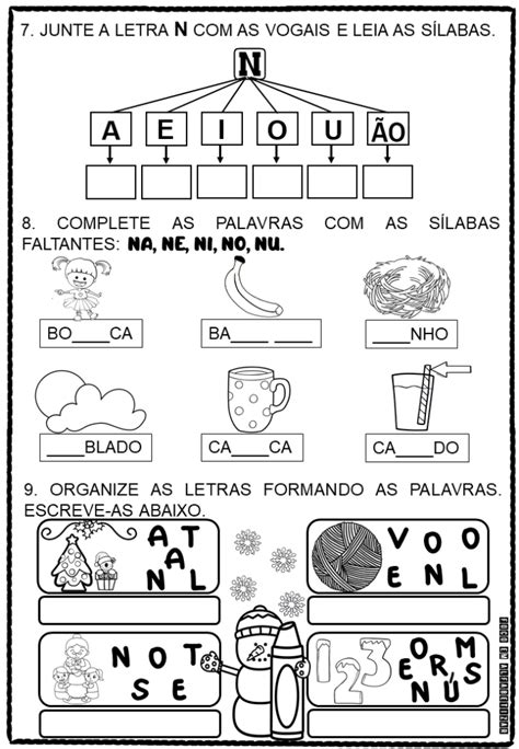 Letra N Atividades De Alfabetiza O