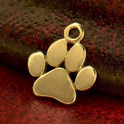 K Solid Gold Paw Print Charm Etsy