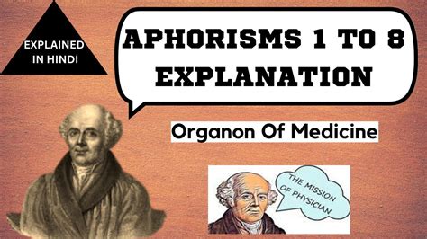 Aphorisms 1 To 8 Explanation Aphorisms Aphorism Homeopathy