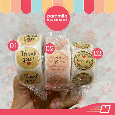 Jual Sticker Thank You Terima Kasih Rol Isi Pcs Shopee Indonesia