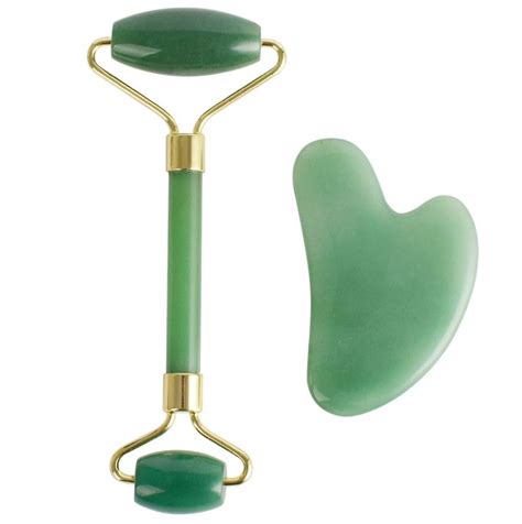 100 Natural Jade Roller And Gua Sha Set Nephrite Green Jade Stone