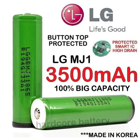 ORIGINAL LG MJ1 3500mAh 10A 18650 button top protected Battery high ...