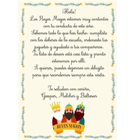 Carta De Reyes Magos Para Los Ni Os Cartas Reyes Magos Reyes Magos Rey