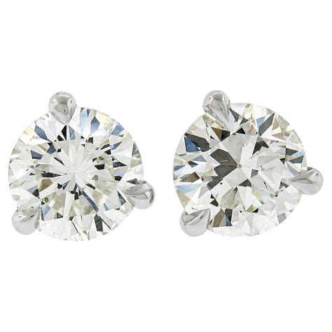 New Platinum Ctw Gia Round Brilliant Diamond Martini Prong Stud