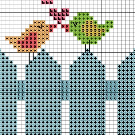 Charts Club Members Only Bird Fence Cross Stitch Pattern Daily Cross