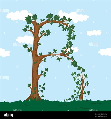 Forest Alphabet Illustration The Letter B From A Tree Stock Vector