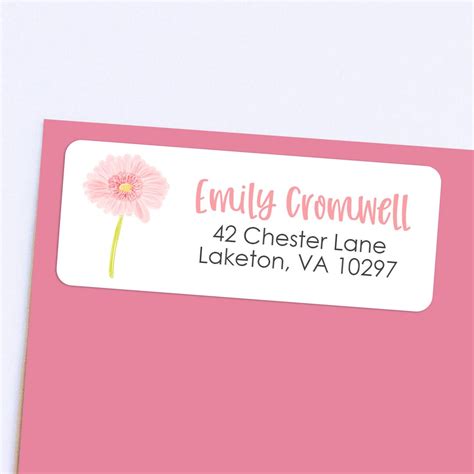 Pink Flower Address Labels Return Address Label Personalized Floral