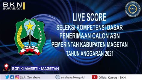 LIVE SCORE SKD CASN PEMERINTAH KABUPATEN MAGETAN T A 2021 SESI 2 20