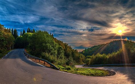 Autumn Sunset Road Wallpaper (1920x1200)