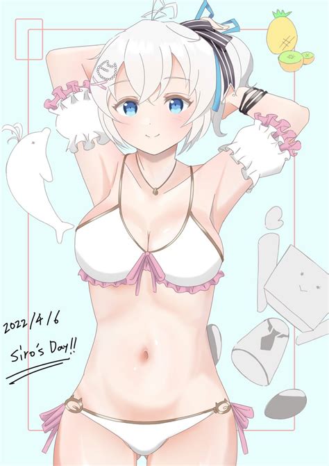 電脳少女youtuberシロ 「2022年のシロの日おめでとう🥳🎊 🐬🐬 Siroart シロの」 岩田 小田 俊介のイラスト