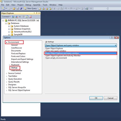 SQL Server Management Studio Tutorial Configuring The Environment