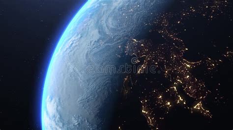 4K Beautiful Sunrise World Skyline. Planet Earth from Space Stock ...