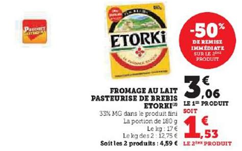 Promo FROMAGE AU LAIT PASTEURISE DE BREBIS ETORKI Chez Hyper U