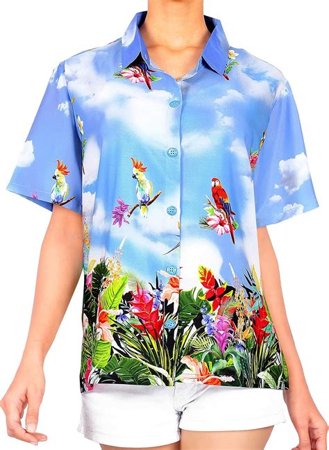 Happy Bay Womens Beach Hawaiian Short Sleeve Blouse Shirt S Cockatoos