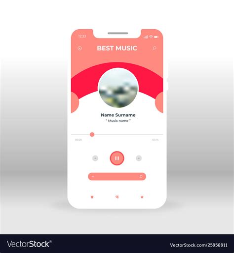 Red Music Player Ui Ux Gui Screen For Mobile Apps Vector Image