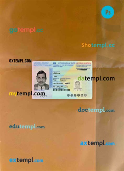 Netherland Id Card Editable Psd Files Scan Look And Photo Realistic