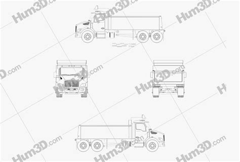 Kenworth T480 Dump Truck 2022 Blueprint - Hum3D